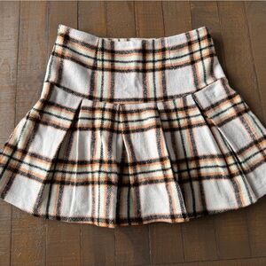 Blue Rain Cream and Orange Plaid skirt